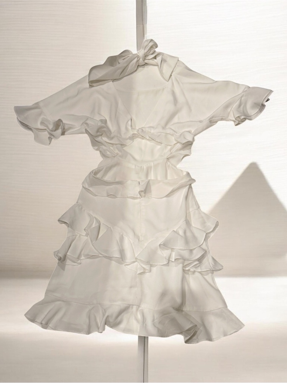 Storia White Ruffle Open-Back Mini Dress - Picture 6 of 10